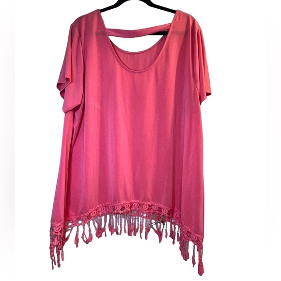 Women's Blouse Size 2X Pink Coral Short Sleeve - Picture 5 of 5